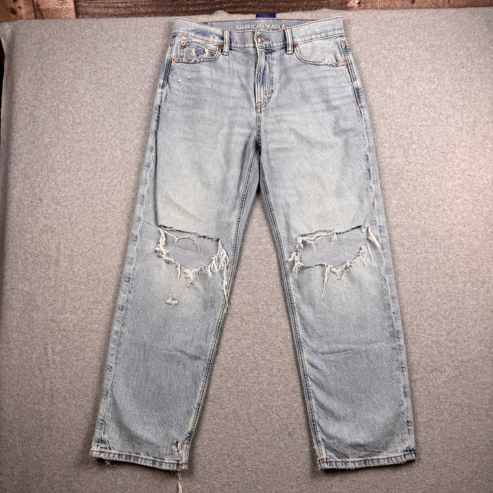 American Eagle Jeans Womens 4 Light Distressed Ex Boyfriend Strigid High Rise